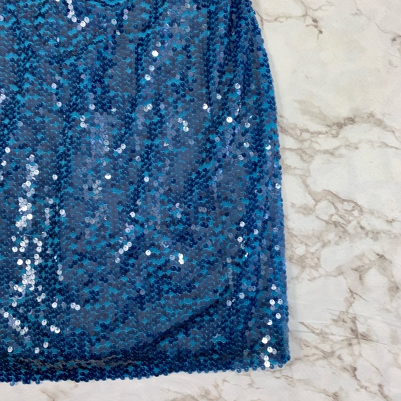 Marc New York Blue Cowl-Neck Sequined Dress - Picture 4 of 6